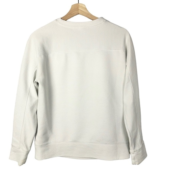 Gap Fit White Thick Ribbed Crewneck Sweatshirt XS - Picture 2 of 4